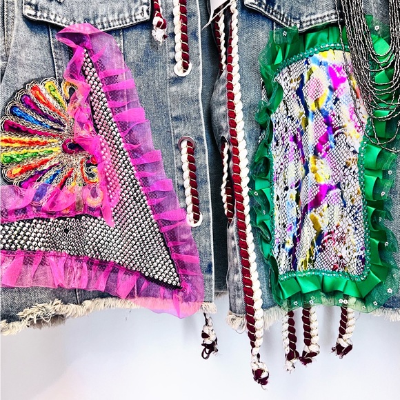Colorful Embellished Denim Jacket - Picture 12 of 13